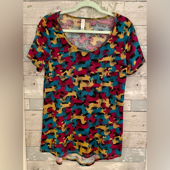 Rare! LulaRoe Dachshund Simply Comfortable T-Shirt high-low tunic. Like NEW! - Picture 1 of 5